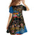Fijian and Australian Culture Together Family Matching Off Shoulder Maxi Dress and Hawaiian Shirt Aboriginal Art and Tapa Motifs with Kangaroo and Palm Tree - Polynesian Pride