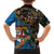 Fijian and Australian Culture Together Family Matching Off Shoulder Short Dress and Hawaiian Shirt Aboriginal Art and Tapa Motifs with Kangaroo and Palm Tree - Polynesian Pride