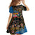 Fijian and Australian Culture Together Family Matching Off Shoulder Short Dress and Hawaiian Shirt Aboriginal Art and Tapa Motifs with Kangaroo and Palm Tree - Polynesian Pride