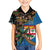 Fijian and Australian Culture Together Family Matching Off Shoulder Short Dress and Hawaiian Shirt Aboriginal Art and Tapa Motifs with Kangaroo and Palm Tree - Polynesian Pride