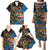 Fijian and Australian Culture Together Family Matching Puletasi and Hawaiian Shirt Aboriginal Art and Tapa Motifs with Kangaroo and Palm Tree - Polynesian Pride