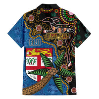 Fijian and Australian Culture Together Family Matching Summer Maxi Dress and Hawaiian Shirt Aboriginal Art and Tapa Motifs with Kangaroo and Palm Tree - Polynesian Pride