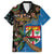 Fijian and Australian Culture Together Hawaiian Shirt Aboriginal Art and Tapa Motifs with Kangaroo and Palm Tree - Polynesian Pride