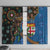 Fijian and Australian Culture Together Window Curtain Aboriginal Art and Tapa Motifs with Kangaroo and Palm Tree - Polynesian Pride