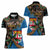 Fijian and Australian Culture Together Women Polo Shirt Aboriginal Art and Tapa Motifs with Kangaroo and Palm Tree - Polynesian Pride