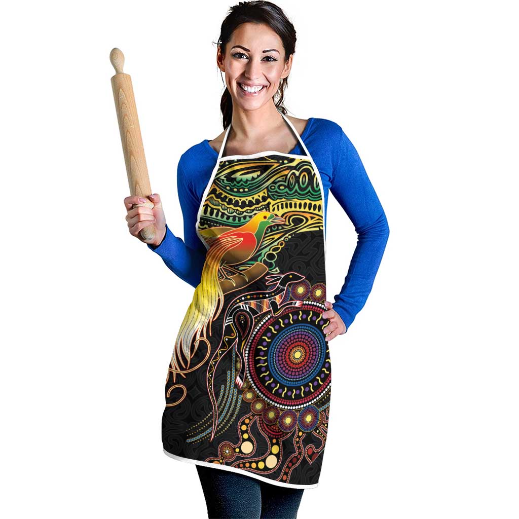 Papua New Guinea and Australia Together Apron Bird of Paradise and Kangaroo Melanesian Aboriginal Motifs - Polynesian Pride