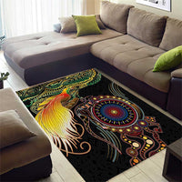 Papua New Guinea and Australia Together Area Rug Bird of Paradise and Kangaroo Melanesian Aboriginal Motifs - Polynesian Pride