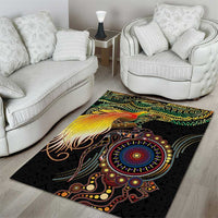Papua New Guinea and Australia Together Area Rug Bird of Paradise and Kangaroo Melanesian Aboriginal Motifs - Polynesian Pride