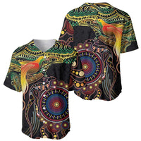 Papua New Guinea and Australia Together Baseball Jersey Bird of Paradise and Kangaroo Melanesian Aboriginal Motifs - Polynesian Pride