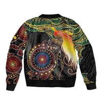 Papua New Guinea and Australia Together Bomber Jacket Bird of Paradise and Kangaroo Melanesian Aboriginal Motifs - Polynesian Pride