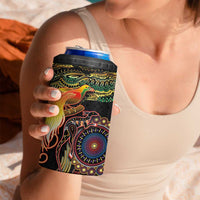 Papua New Guinea and Australia Together 4 in 1 Can Cooler Tumbler Bird of Paradise and Kangaroo Melanesian Aboriginal Motifs - Polynesian Pride