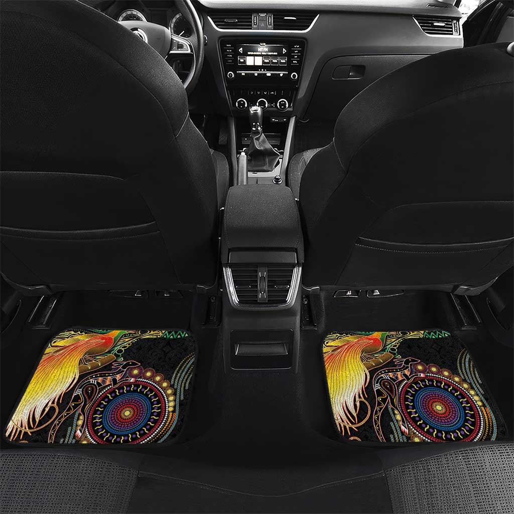 Papua New Guinea and Australia Together Car Mats Bird of Paradise and Kangaroo Melanesian Aboriginal Motifs - Polynesian Pride