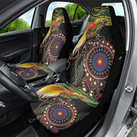 Papua New Guinea and Australia Together Car Seat Cover Bird of Paradise and Kangaroo Melanesian Aboriginal Motifs - Polynesian Pride