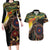 Papua New Guinea and Australia Together Couples Matching Long Sleeve Bodycon Dress and Hawaiian Shirt Bird of Paradise and Kangaroo Melanesian Aboriginal Motifs - Polynesian Pride