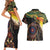 Papua New Guinea and Australia Together Couples Matching Short Sleeve Bodycon Dress and Hawaiian Shirt Bird of Paradise and Kangaroo Melanesian Aboriginal Motifs - Polynesian Pride