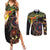 Papua New Guinea and Australia Together Couples Matching Summer Maxi Dress and Long Sleeve Button Shirt Bird of Paradise and Kangaroo Melanesian Aboriginal Motifs - Polynesian Pride