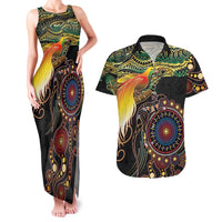 Papua New Guinea and Australia Together Couples Matching Tank Maxi Dress and Hawaiian Shirt Bird of Paradise and Kangaroo Melanesian Aboriginal Motifs - Polynesian Pride