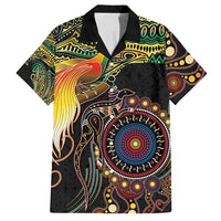 Papua New Guinea and Australia Together Family Matching Tank Maxi Dress and Hawaiian Shirt Bird of Paradise and Kangaroo Melanesian Aboriginal Motifs - Polynesian Pride