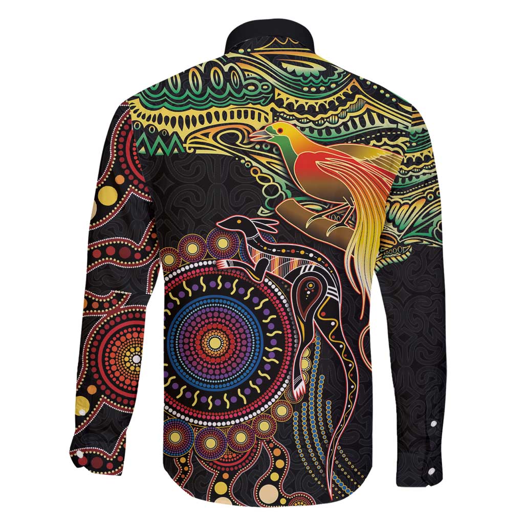 Papua New Guinea and Australia Together Family Matching Tank Maxi Dress and Hawaiian Shirt Bird of Paradise and Kangaroo Melanesian Aboriginal Motifs - Polynesian Pride