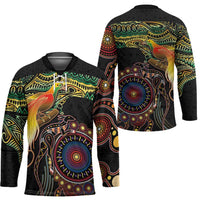 Papua New Guinea and Australia Together Hockey Jersey Bird of Paradise and Kangaroo Melanesian Aboriginal Motifs - Polynesian Pride