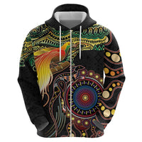 Papua New Guinea and Australia Together Hoodie Bird of Paradise and Kangaroo Melanesian Aboriginal Motifs - Polynesian Pride