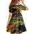 Papua New Guinea and Australia Together Kid Short Sleeve Dress Bird of Paradise and Kangaroo Melanesian Aboriginal Motifs - Polynesian Pride