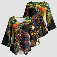 Papua New Guinea and Australia Together Kimono Sleeve Blouse Bird of Paradise and Kangaroo Melanesian Aboriginal Motifs - Polynesian Pride