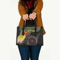 Papua New Guinea and Australia Together Leather Bag Bird of Paradise and Kangaroo Melanesian Aboriginal Motifs - Polynesian Pride