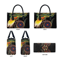 Papua New Guinea and Australia Together Leather Bag Bird of Paradise and Kangaroo Melanesian Aboriginal Motifs - Polynesian Pride