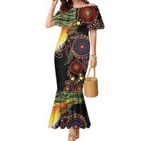 Papua New Guinea and Australia Together Mermaid Dress Bird of Paradise and Kangaroo Melanesian Aboriginal Motifs - Polynesian Pride