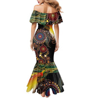 Papua New Guinea and Australia Together Mermaid Dress Bird of Paradise and Kangaroo Melanesian Aboriginal Motifs - Polynesian Pride