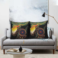Papua New Guinea and Australia Together Pillow Cover Bird of Paradise and Kangaroo Melanesian Aboriginal Motifs - Polynesian Pride