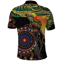 Papua New Guinea and Australia Together Polo Shirt Bird of Paradise and Kangaroo Melanesian Aboriginal Motifs - Polynesian Pride
