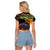 Papua New Guinea and Australia Together Raglan Cropped T Shirt Bird of Paradise and Kangaroo Melanesian Aboriginal Motifs - Polynesian Pride