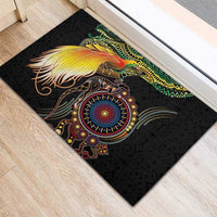 Papua New Guinea and Australia Together Rubber Doormat Bird of Paradise and Kangaroo Melanesian Aboriginal Motifs - Polynesian Pride