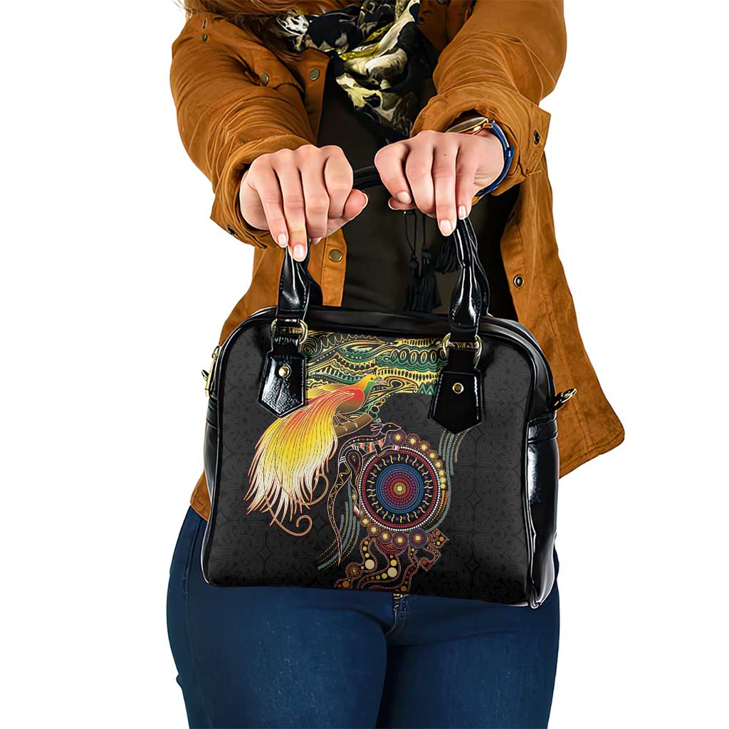Papua New Guinea and Australia Together Shoulder Handbag Bird of Paradise and Kangaroo Melanesian Aboriginal Motifs - Polynesian Pride