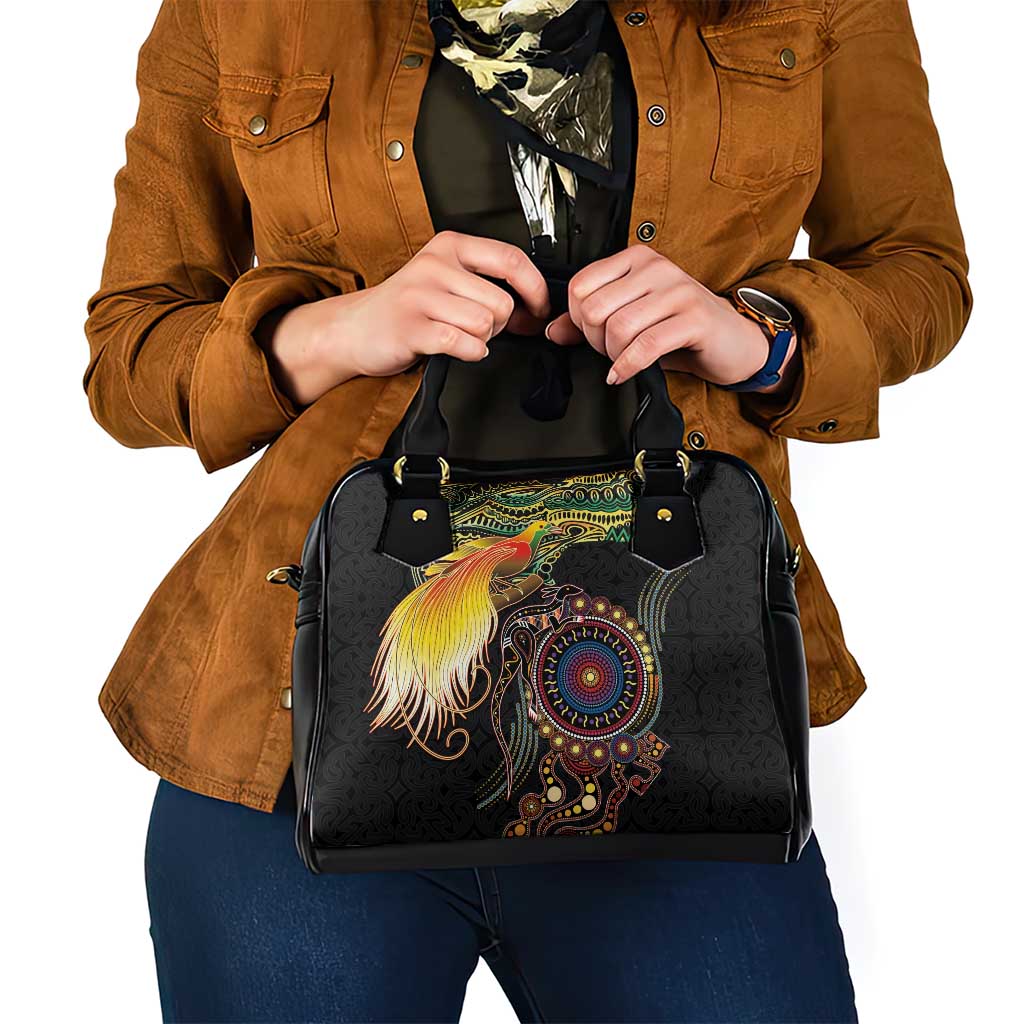 Papua New Guinea and Australia Together Shoulder Handbag Bird of Paradise and Kangaroo Melanesian Aboriginal Motifs - Polynesian Pride