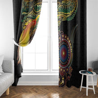 Papua New Guinea and Australia Together Window Curtain Bird of Paradise and Kangaroo Melanesian Aboriginal Motifs - Polynesian Pride