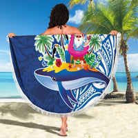 Hawaiian Mele Kalikimaka Beach Blanket Funny Santa on Whale Island with Kakau Tattoos LT03 - Polynesian Pride