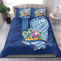 Hawaiian Mele Kalikimaka Bedding Set Funny Santa on Whale Island with Kakau Tattoos - Polynesian Pride