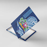 Hawaiian Mele Kalikimaka Canvas Wall Art Funny Santa on Whale Island with Kakau Tattoos - Polynesian Pride