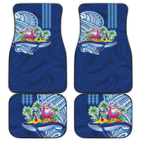Hawaiian Mele Kalikimaka Car Mats Funny Santa on Whale Island with Kakau Tattoos - Polynesian Pride