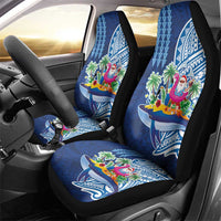 Hawaiian Mele Kalikimaka Car Seat Cover Funny Santa on Whale Island with Kakau Tattoos - Polynesian Pride