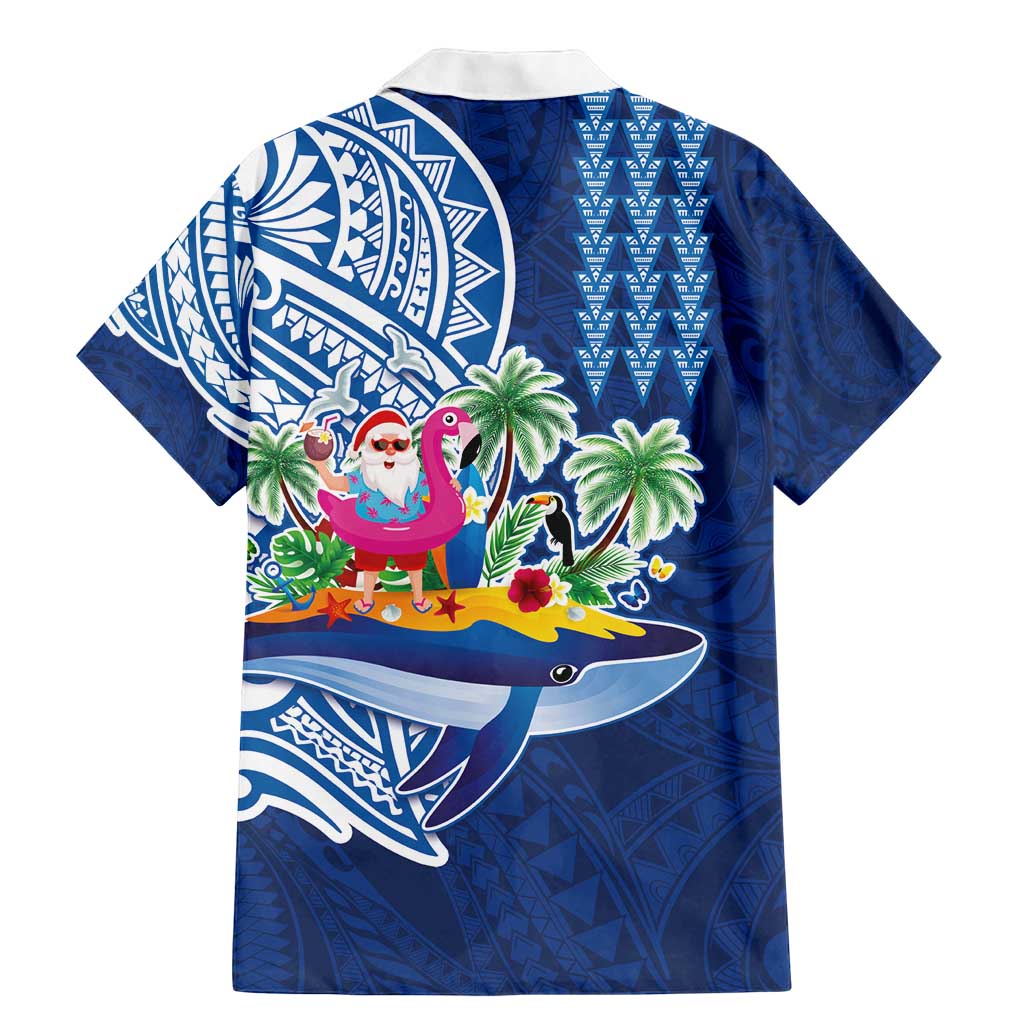 Hawaiian Mele Kalikimaka Family Matching Mermaid Dress and Hawaiian Shirt Funny Santa on Whale Island with Kakau Tattoos - Polynesian Pride