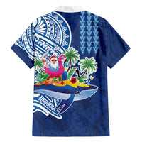 Hawaiian Mele Kalikimaka Family Matching Tank Maxi Dress and Hawaiian Shirt Funny Santa on Whale Island with Kakau Tattoos - Polynesian Pride