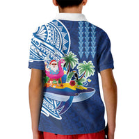 Hawaiian Mele Kalikimaka Kid Polo Shirt Funny Santa on Whale Island with Kakau Tattoos - Polynesian Pride
