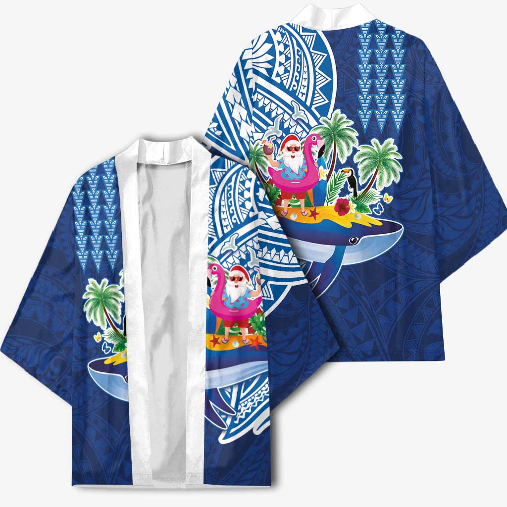 Hawaiian Mele Kalikimaka Kimono Funny Santa on Whale Island with Kakau Tattoos - Polynesian Pride