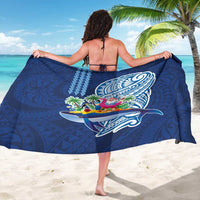 Hawaiian Mele Kalikimaka Sarong Funny Santa on Whale Island with Kakau Tattoos - Polynesian Pride
