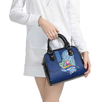 Hawaiian Mele Kalikimaka Shoulder Handbag Funny Santa on Whale Island with Kakau Tattoos - Polynesian Pride