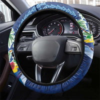 Hawaiian Mele Kalikimaka Steering Wheel Cover Funny Santa on Whale Island with Kakau Tattoos - Polynesian Pride